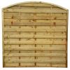 Gerillter Holzzaun mit durchgehender Riffelung und geschwungenem Abschluss 180 × 180 cm