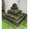 Hochbeet Pyramide mit Stufenbeet Stadt- und Parkbeet Holzimitat Halbstammmuster 128 x 128 cm