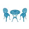 Möbelset aus Gusseisen: Tisch 56,5 cm + 2 x Stühle mit Rückenlehne in mehreren Farben