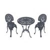 Möbelset aus Gusseisen: Tisch 56,5 cm + 2 x Stühle mit Rückenlehne in mehreren Farben