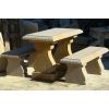 Sandstein Gartenmöbel Set Tisch + 2 Bänke