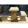 Sandstein Gartenmöbel Set Tisch + 2 Bänke