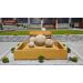 Natursteinbrunnen mit Kugeln Set, Material: Sandstein, Artikelname: Satz Kugeln 1x50cm, 2x35cm, 2x25cm, Abmessungen: Maße des Brunnenbeckens 180 x 180 cm, Zuschläge: Beleuchtung gegen Aufpreis, Art.-Nr.: 717