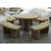 Set große Gartenmöbel aus Sandstein: runder Tisch mit 4 Bänken Bögen, Abmessungen: Abmessungen des Tisches: Tisch H75cm, Durchmesser 130cm, Art.-Nr.: 499, Artikelname: Bänke: an den Tisch angepasste Abmessungen