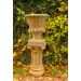 Steinsäule unter Blumentöpfen dekoriert H 66 cm, Länge(Innendurchmesser): 21cm, Gewicht: 83kg, Breite(Durchmesser des äußeren: 31 cm, Höhe: 66 cm, Art.-Nr.: 3014