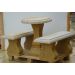 Zweifarbiges Gartenmöbel-Set aus Sandstein, Abmessungen: Tischabmessungen: H 75 cm, L 70 cm, B 55 cm, Art.-Nr.: 332, Artikelname: Bankmaße 110/45/38cm